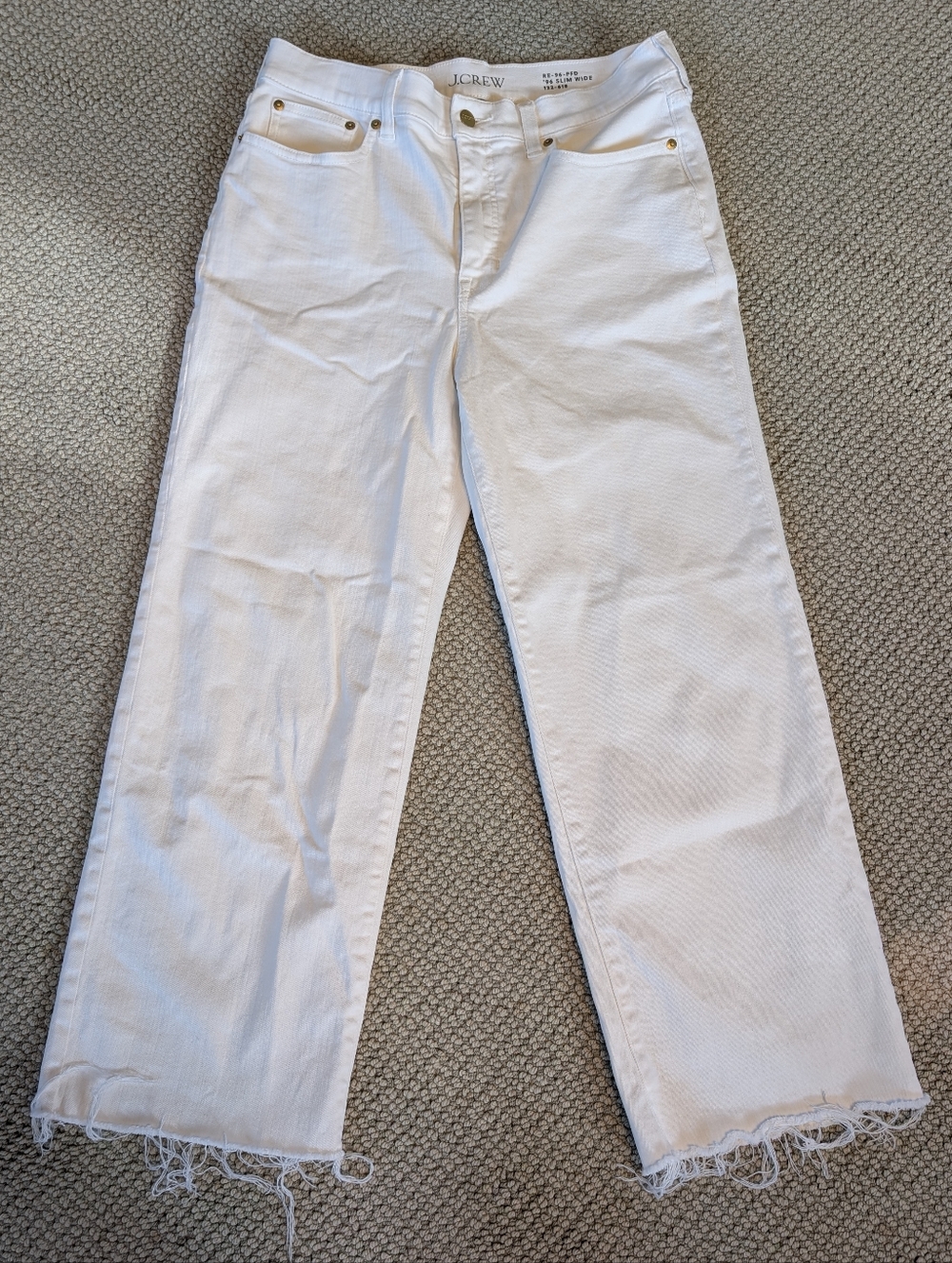 J. Crew White '96 Slim Wide Frayed Edges Women's Jeans - Size 29